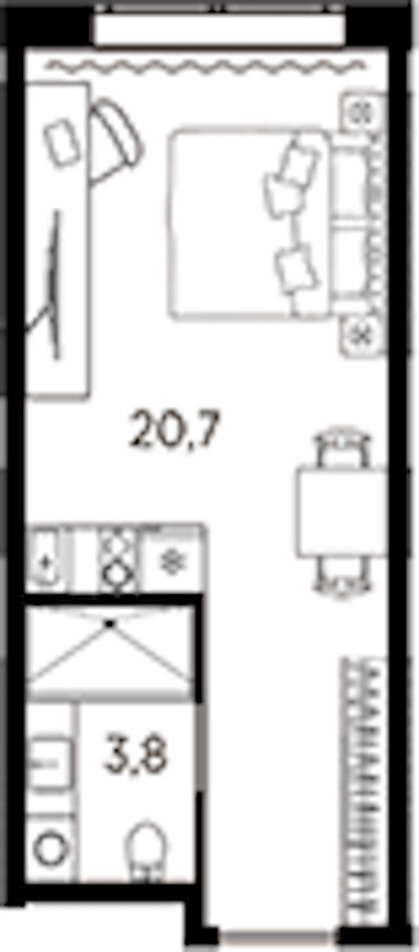 Квартира студия 24.5 м², 2/13 эт., ЖК «AVENIR Industrial»
